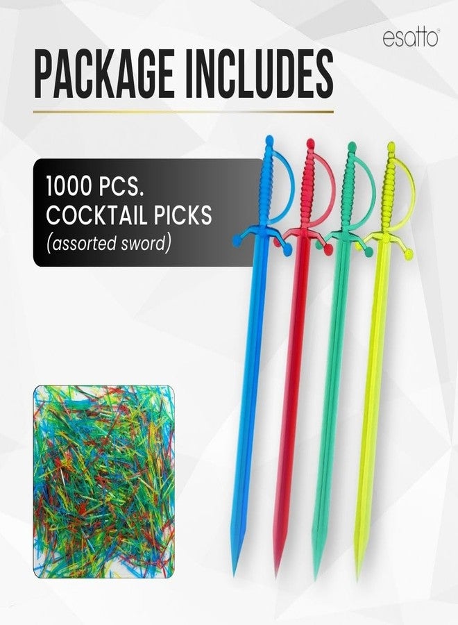 Esatto 1000 Pcs Cocktail Picks Sword 7.62cm (3") - Sleek, Stylish Garnish for Cocktails, Perfect Plastic Toothpicks for Appetizers & Drinks, Versatile Fancy Skewers Food Pick for Charcuterie Parties - Image 2